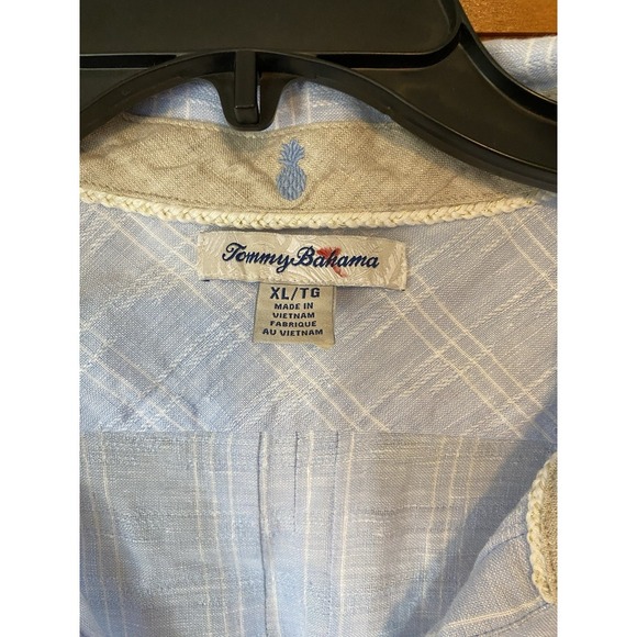 Tommy Bahama Women's Top Button Down Shirt Blue Linen Short Sleeve Size XL - Picture 2 of 6